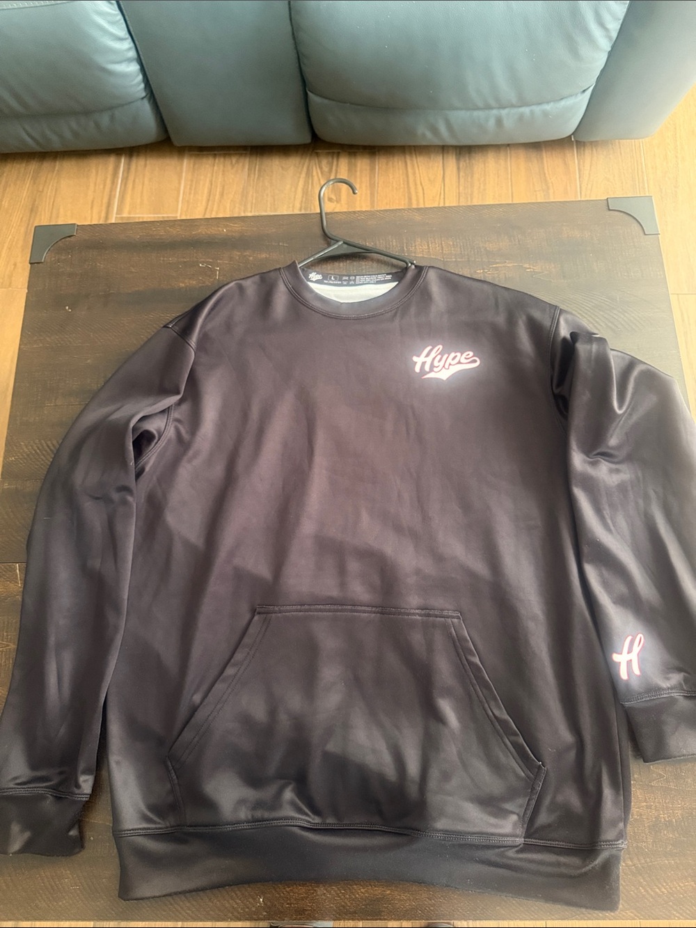Hype Black Crewneck with Pink Script Logo